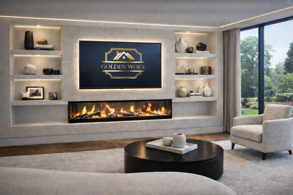 GoldenWorx – High-Quality Media Wall Solutions At Maxi Media Work Solution, we specialize in creating custom, functional, and aesthetically refined solutions for homes and commercial spaces. Our expertise lies in designing and installing modern media walls, decorative interior elements. Our goal is to deliver high-quality, stylish, and practical solutions that perfectly match each client’s vision and needs.