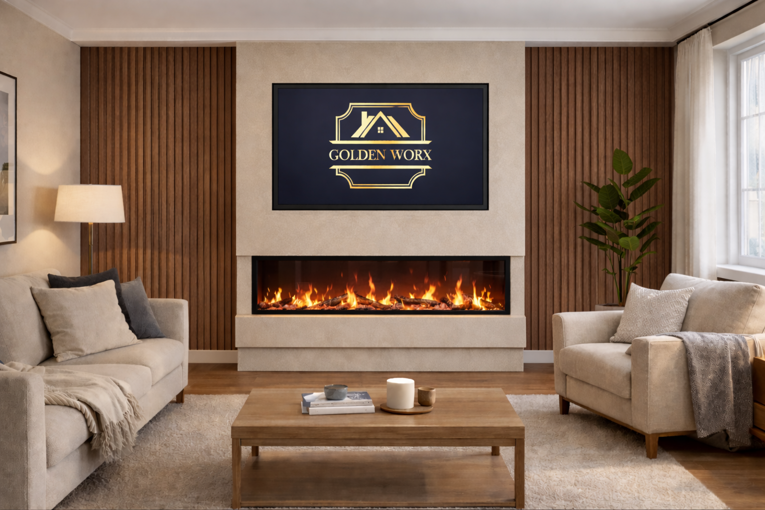 GoldenWorx - Media wall - premium media wall - media wall solutions - making media wall - media walls - Goldwn worx Goldenworx ideas for your home or office